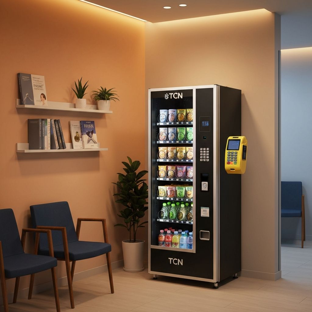 Vending machine in a medical clinic waiting area